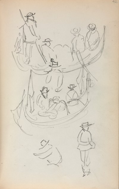 Italský náčrtník: Dvě gondoly s figurami, 1898-1899. od Maurice Brazil Prendergast