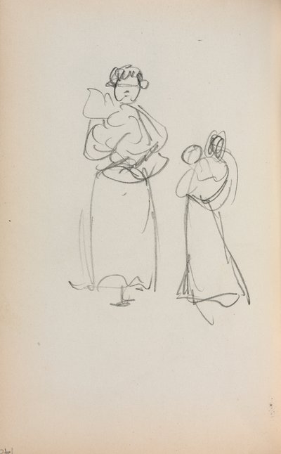 Italský náčrtník: Dvě stojící ženy držící nemluvňata strana 140, 1898-1899. od Maurice Brazil Prendergast