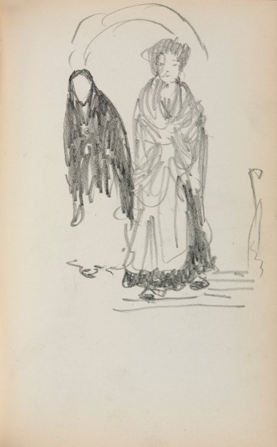 Italský náčrtník: Dvě stojící ženy strana 123, 1898-1899. od Maurice Brazil Prendergast