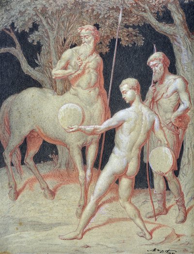 Výchova Herkula kentaurem Chironem (kresba) od Maurice De Vaines