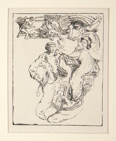 Pouliční prodavači z La Pensee; Camelot a papír, str. 29 od Maurice Delcourt