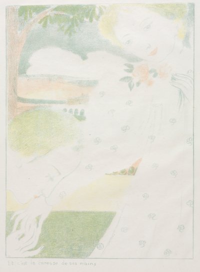 Láska: Pl. 8, A to je pohlazení rukou Amour: Pl. 8, Et cest la caresse de ses mains, 1898 od Maurice Denis