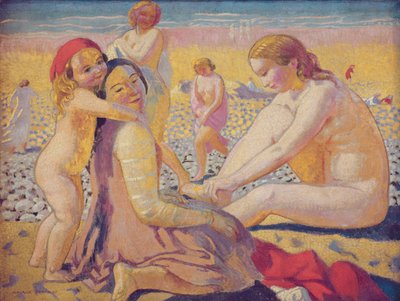Na pláži s červeným kloboukem od Maurice Denis