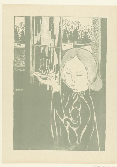 Vrouw se setkal s vodníkem op dienbladem Žena s konvicí The Trial (název série) od Maurice Denis