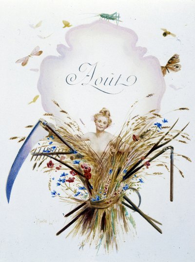 Srpen “Píseň měsíce”” od Jérôma Douceta, ilustrace - Maurice Leloir, ed. Remeš 1904. L. Michaud od Maurice Leloir