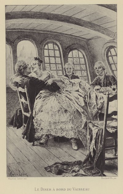 Večeře na palubě lodi (hlubotisk) od Maurice Leloir