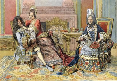 Známost vévodkyně z Burgundska s Ludvíkem XIV. známým jako Král Slunce (král Soleil nebo Ludvík Veliký od Maurice Leloir
