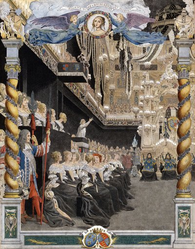 Pohřeb Henriette Anne (Henriette-Anne) z Anglie (1644-1670), v bazilice Saint Denis (Saint Denis) dne 21. od Maurice Leloir