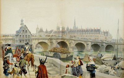 Historie Francie: Marie de Medicis (1575-1642) a jeho apartmá opustili Paříž v roce 1617 ve vyhnanství na zámek Blois svým synem Ludvíkem XIII. od Maurice Leloir