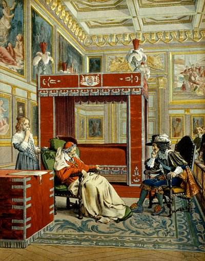 Historie Francie: Poslední návštěva Ludvíka XIII. u kardinála Richelieu (Armand Jean du Plessis od Maurice Leloir