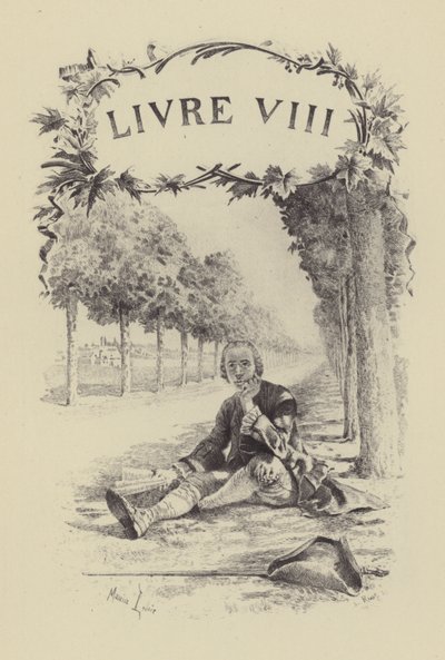 Ilustrace ke knize VIII Vyznání Jean-Jacquese Rousseaua (rytina) od Maurice Leloir