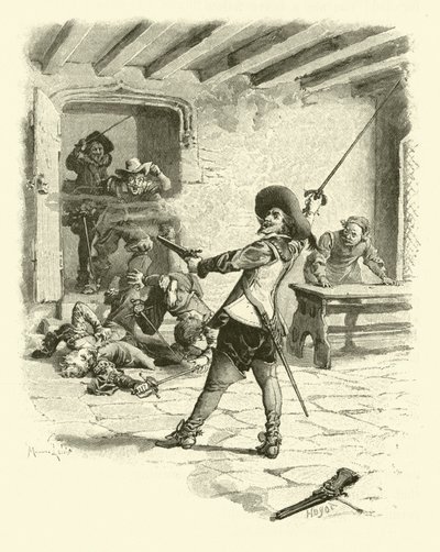 Ilustrace pro Tři mušketýry (rytina) od Maurice Leloir