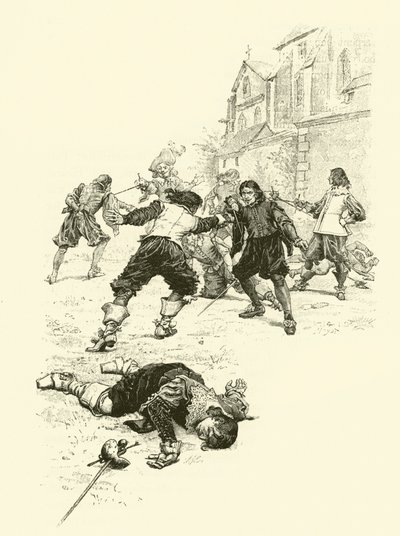 Ilustrace pro Tři mušketýry (rytina) od Maurice Leloir