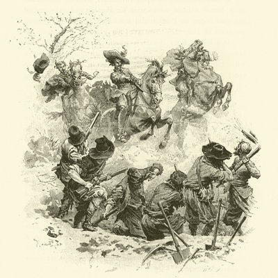 Ilustrace pro Tři mušketýry (rytina) od Maurice Leloir