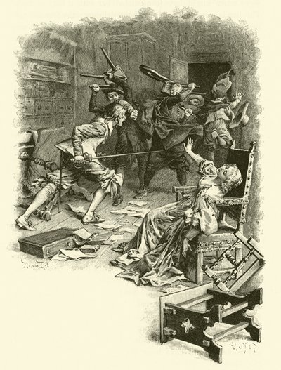 Ilustrace pro Tři mušketýry (rytina) od Maurice Leloir