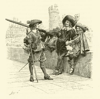 Ilustrace pro Tři mušketýry (rytina) od Maurice Leloir