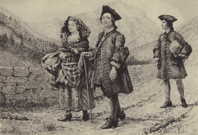 Jean-Jacques Rousseau na cestě se dvěma společníky (hlubotisk) od Maurice Leloir