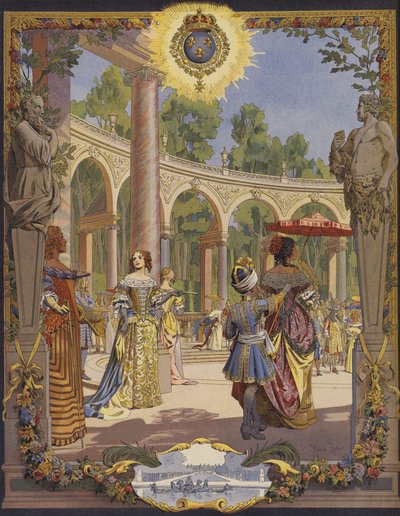 Král Ludvík XIV. na návštěvě díla ve Versailles, Le Bosquet De La Colonnade od Maurice Leloir