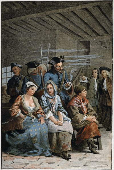La Chaine - v „Dějinách Manon Lescaut a rytíře Des Grieux“ od abbého Prevosta (1697-1763), francouzského spisovatele. Rytina podle kreseb Maurice Leloira (1885). od Maurice Leloir
