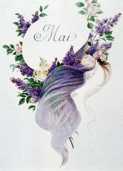 květen „“La Chanson du mois”” od Jérôma Douceta, ilustrace - Maurice Leloir, ed. Remeš 1904. L. Michaud od Maurice Leloir