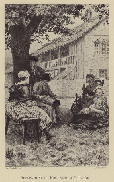 Povolání Rousseaua v Motiers (hlubotisk) od Maurice Leloir