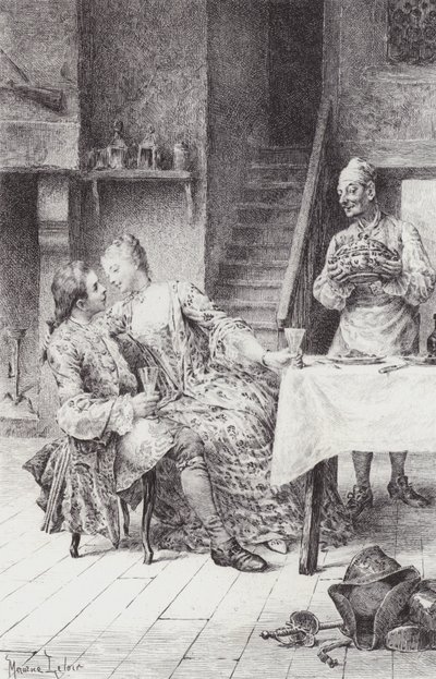 Scéna z Manon Lescaut (rytina) od Maurice Leloir