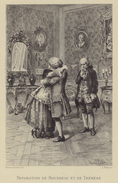 Oddělení Rousseaua a Therese (hlubotisk) od Maurice Leloir
