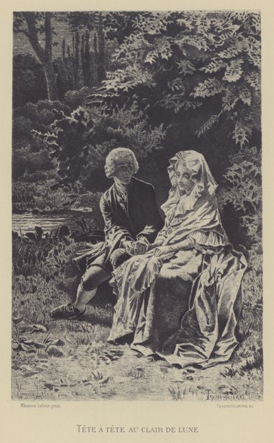 Tete-a-tete v měsíčním světle (hlubotisk) od Maurice Leloir
