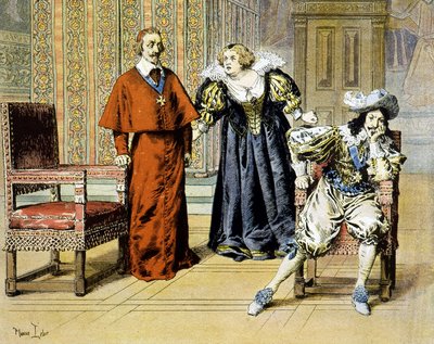 The Dupe Day (11/11/1630): Richelieu zůstává lhostejný pod urážkami Marie de Medici – v „“Richelieu““ od Maurice Leloira. od Maurice Leloir