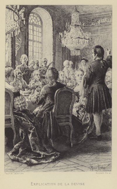 Vysvětlení motta (hlubotisk) od Maurice Leloir