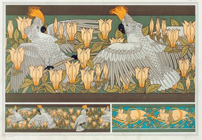 Design pro tapetu hranice Kakadu a Magnolia, hospoda. 1897. od Maurice Pillard Verneuil