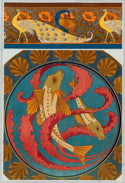 Návrhy pro Peacock and Poppy Border, hospoda. 1897. od Maurice Pillard Verneuil