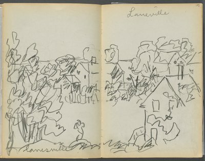 Skicář - Hotel Granite Shore, Rockport, strana 144 a 145: "Lanesville" od Maurice Prendergast