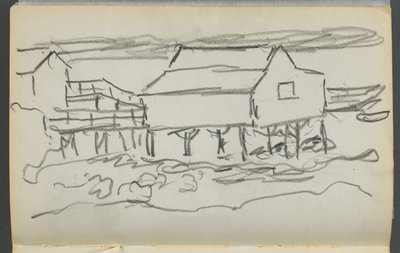 Skicář, The Dells, č. 127, strana 014: Dům na molu od Maurice Prendergast