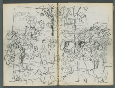 Skicář, The Dells, č. 127, strana 076 a 77: Figury v krajině od Maurice Prendergast