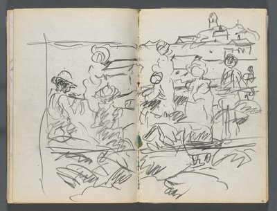 Skicář, The Dells, č. 127, strana 098 a 99: Figury v krajině od Maurice Prendergast