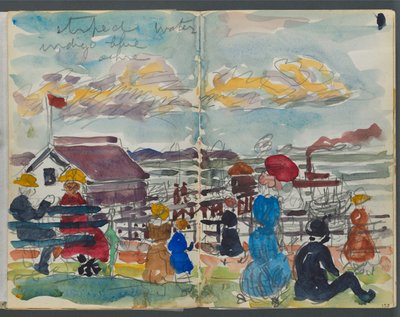 Skicář, The Dells, č. 127, strany 152 a 153: Postavy na pobřeží od Maurice Prendergast