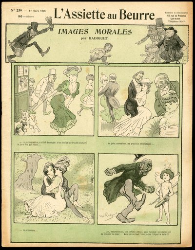 Obálka „L’Assiette au Beurre“, číslo 259, satirická barva od Maurice Radiguet