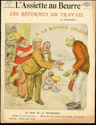 Obálka „L’Assiette au Beurre“, číslo 468, satirická barva od Maurice Radiguet