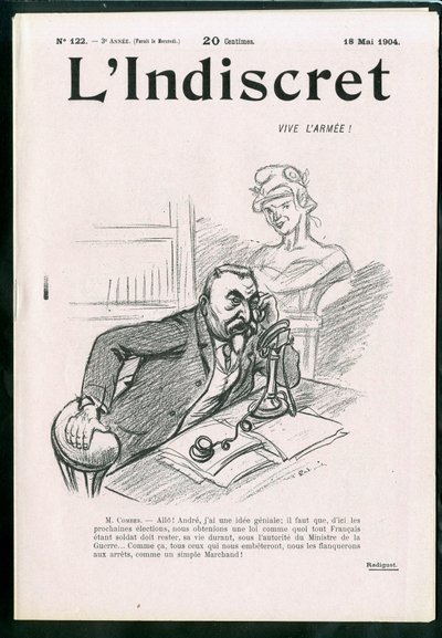 Obálka "" indiskrétní ", číslo 1, satirické v n & b od Maurice Radiguet