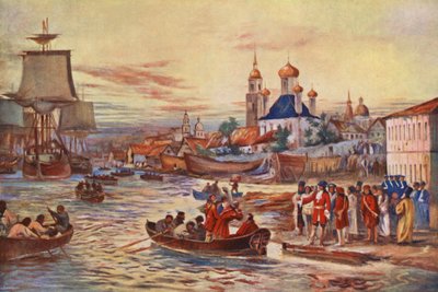 Námořní přípravy Petra Velikého (barevná litografie) od Maurice Randall