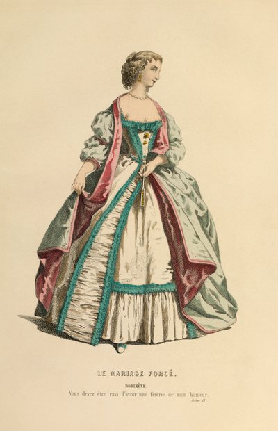 Kostým pro roli Dorimene, asi 1868 (rytina) od Maurice Sand