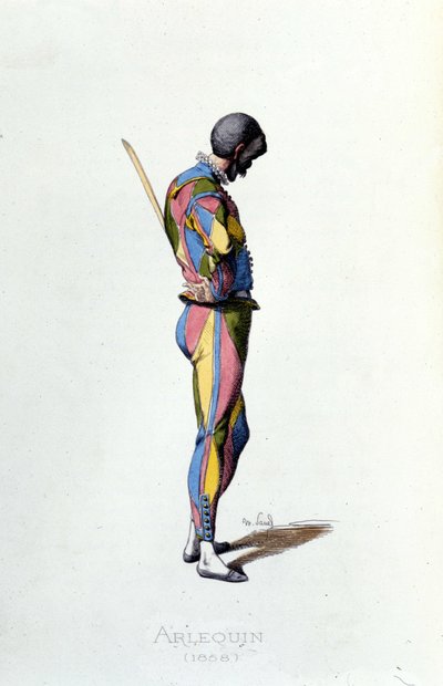 Harlekýn v roce 1858. Maurice Sand „“Masky a šašci““ Paříž 19. století. (Maurice Sand byl synem George Sanda) od Maurice Sand
