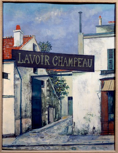 Prádelna Champeau, 20. století (olej na plátně) od Maurice Utrillo