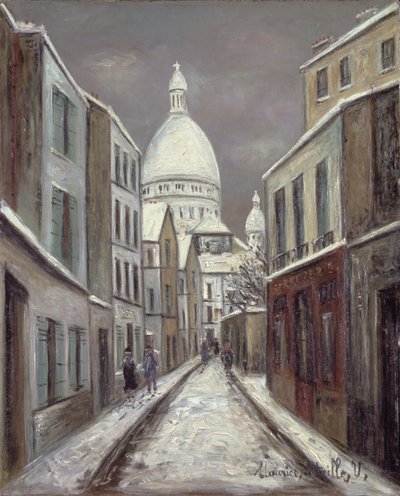 Rue Saint-Rustique, kolem roku 1933 (olej na papíře) od Maurice Utrillo