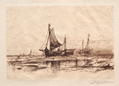 Rybářské lodě na pláži v Scheveningen od Maurits Frederik Hendrik De Haas