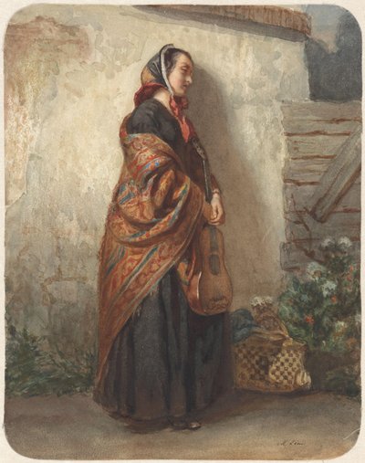 Stojící žena s kytarou od Maurits Leon