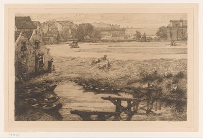 Staré domy a voda na Surinameplein v Amsterdamu Surinameplein (původní název) od Maurits van der Valk (signed by artist)