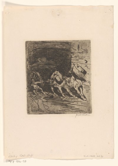 Koně s vozíkem Kariéra (původní název) od Maurits van der Valk (signed by artist)