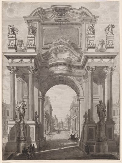 Architektonické Capriccio s triumfálním obloukem od Maurizio Pedetti